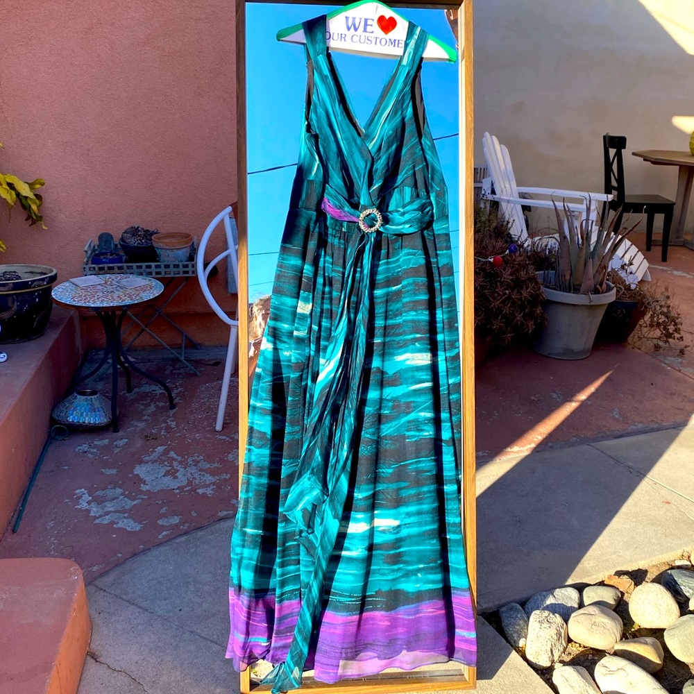 Floor length silk dress